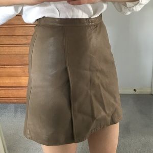 Stunning Vintage Greige Real Leather Skirt